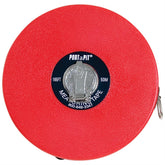 A red Porta-It tape measure, featuring a compact design and clear markings for accurate measurements.